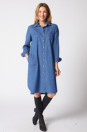 Perfect Travel Medium Denim Cafe Midi Dress