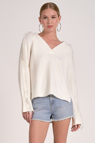 V Neck Fray Sweater
