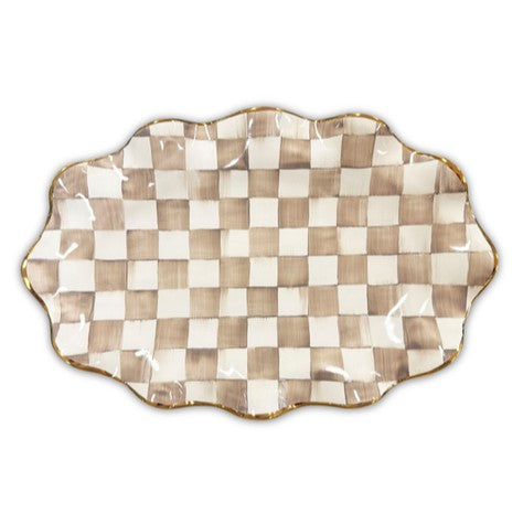 Mocha Check Ceramic Serving Platter
