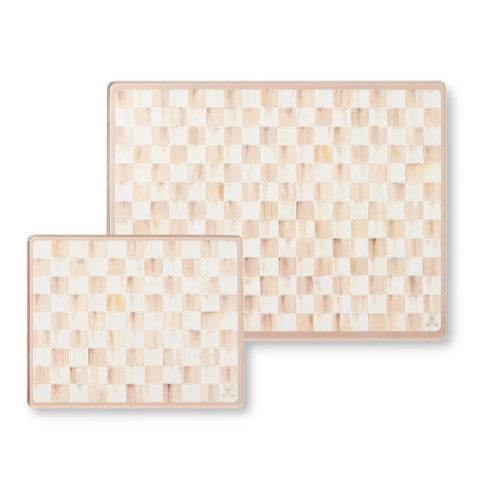 Mocha Check Glass Cutting Boards, Set of 2