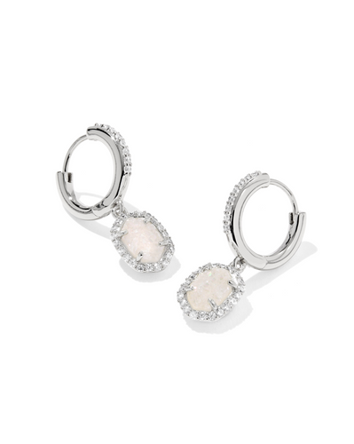 Daphne Crystal Drusy Silver Frame Huggie Earring