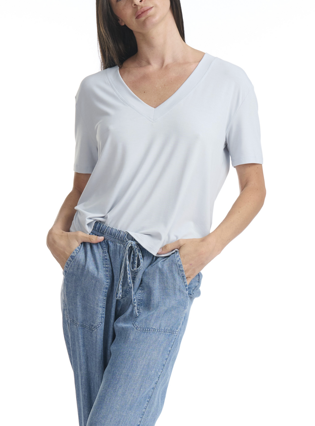 Kacey Bamboo V Neck Short Sleeve Tee