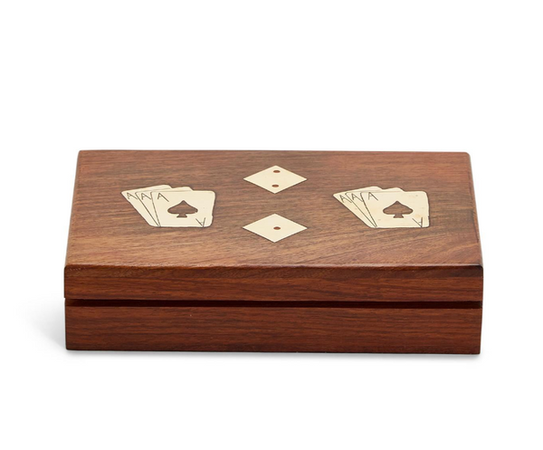 Wood Crafted Playing Card/Dice Game Set