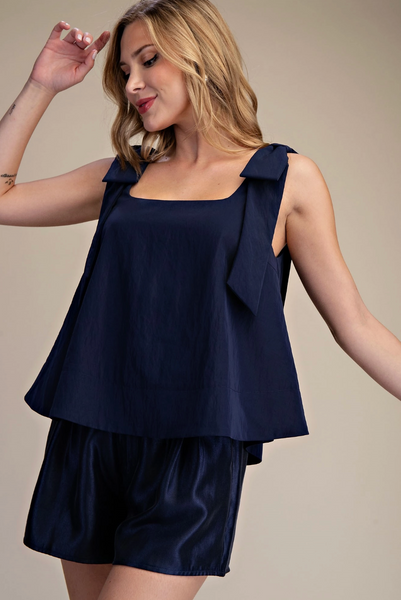 Scoop Neck Bow Shoulder Top