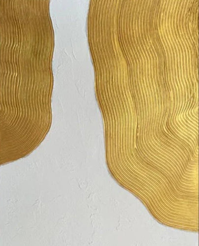 Gold Line White Textured Abstract Wall Art 40x60
