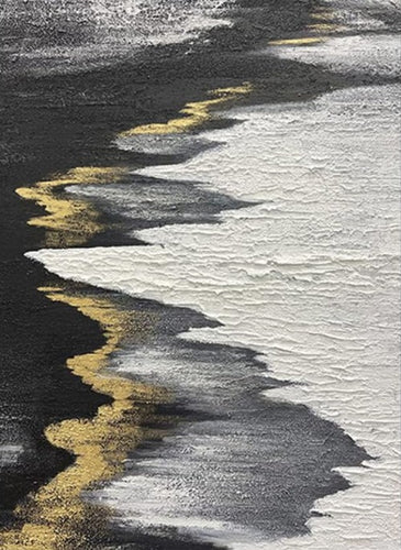 Gold Foil White and Black Seaside Wall Art 50x72
