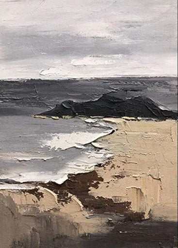 Black and Beige Textured Seascape 50x72