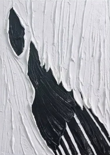 Black and White Textured Abstract Wall Art 40x60