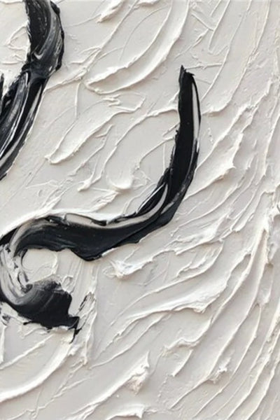 Black and White Curved Impasto Wall Art 40x60