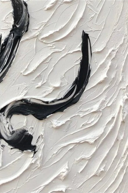 Black and White Curved Impasto Wall Art 40x60