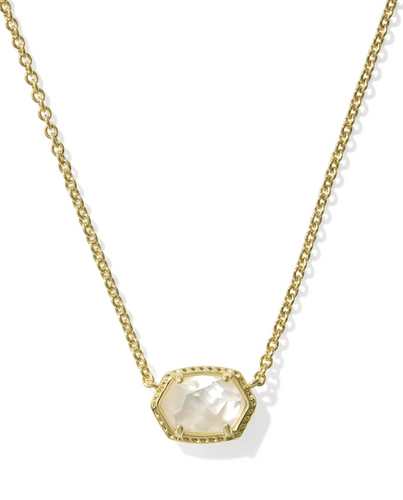 Daphne Gold Ivory Frame Short Pendant Necklace