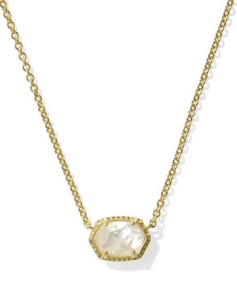 Daphne Gold Ivory Frame Short Pendant Necklace