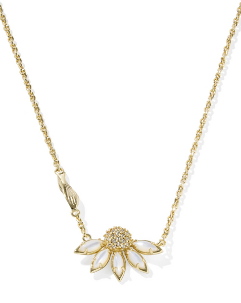 Anya Gold Ivory Flower Short Pendant Necklace