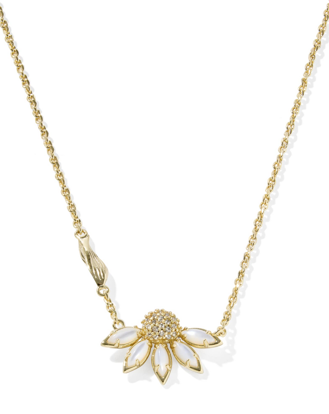 Anya Gold Ivory Flower Short Pendant Necklace