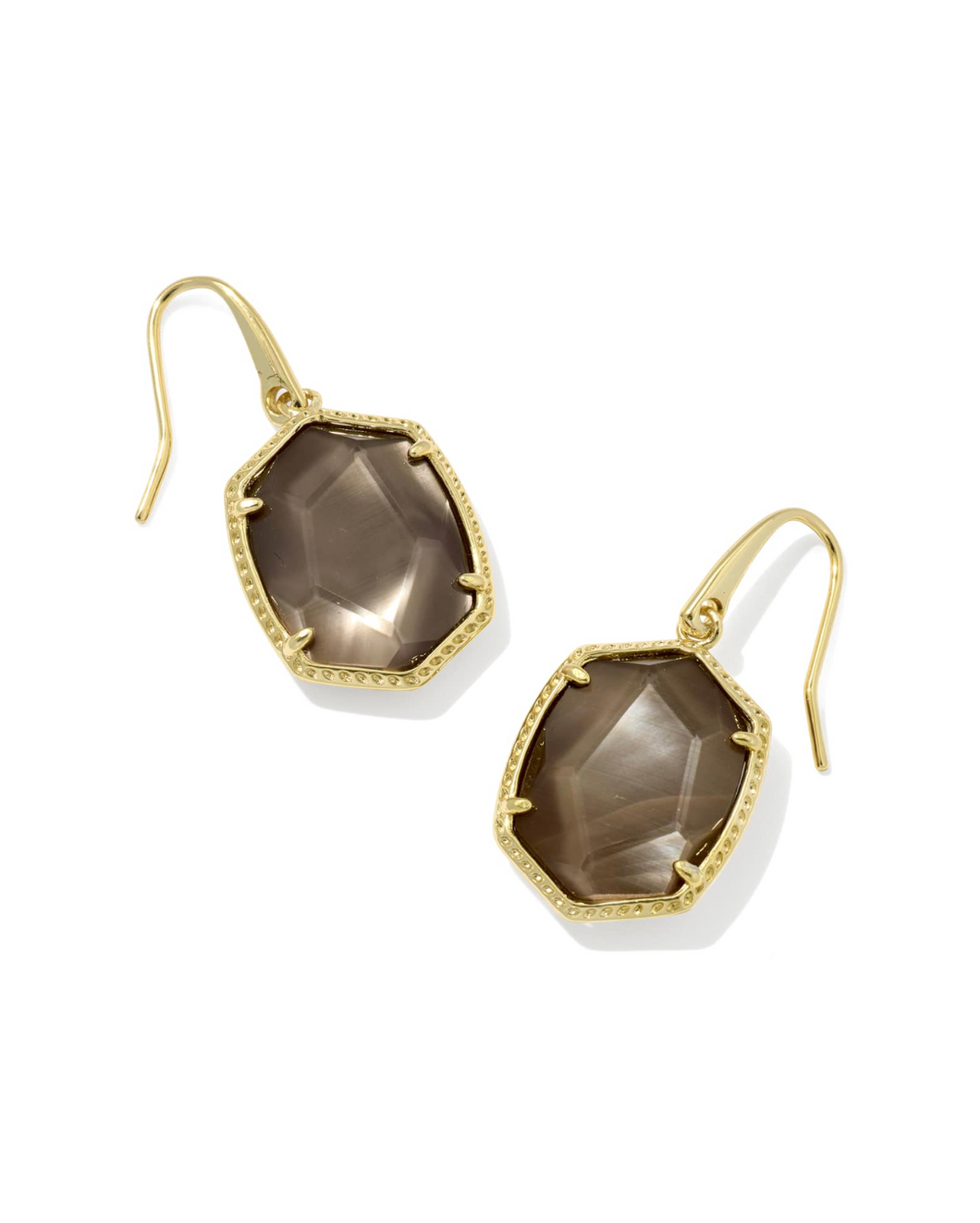 Daphne Gold Taupe Frame Drop Earring