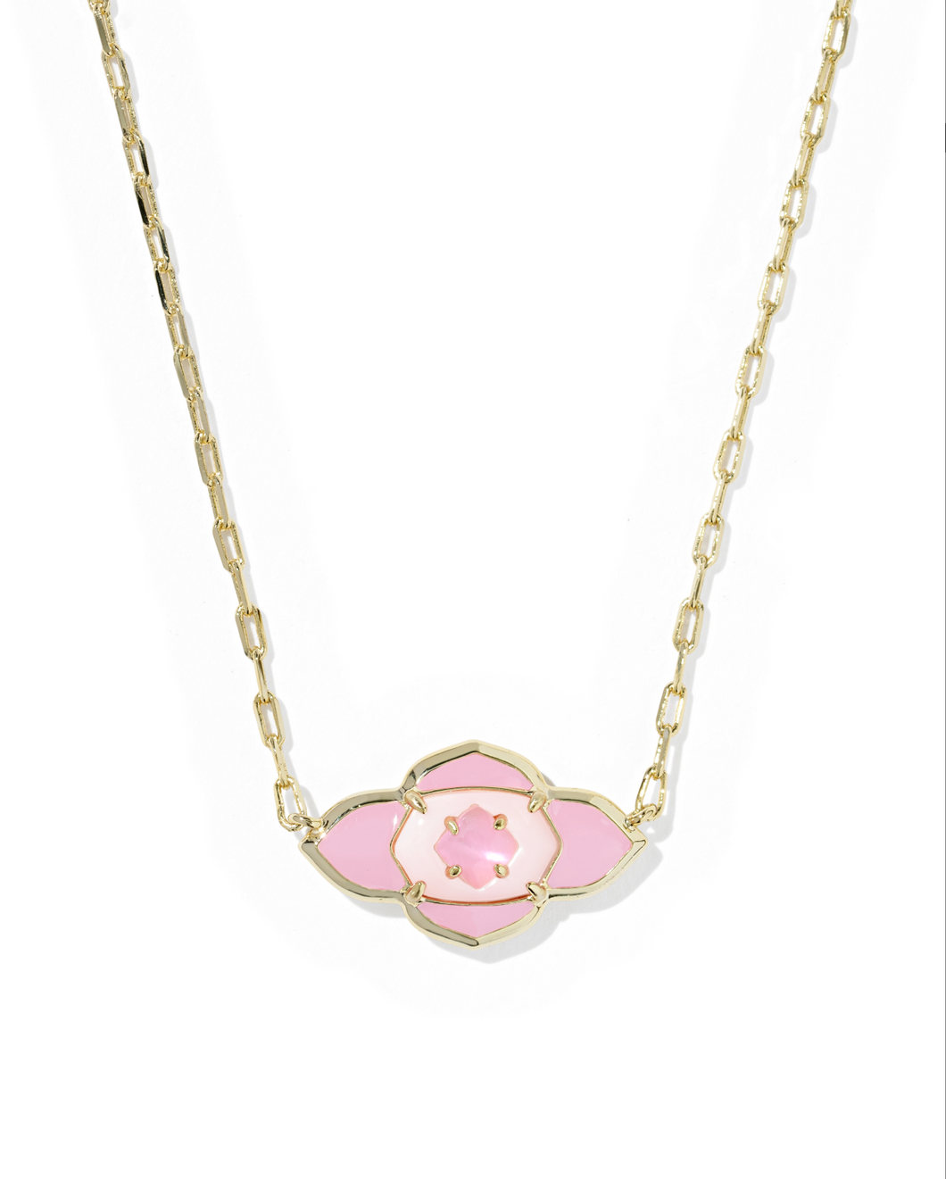 Abbie Gold Pink Medallion Short Pendant Necklace