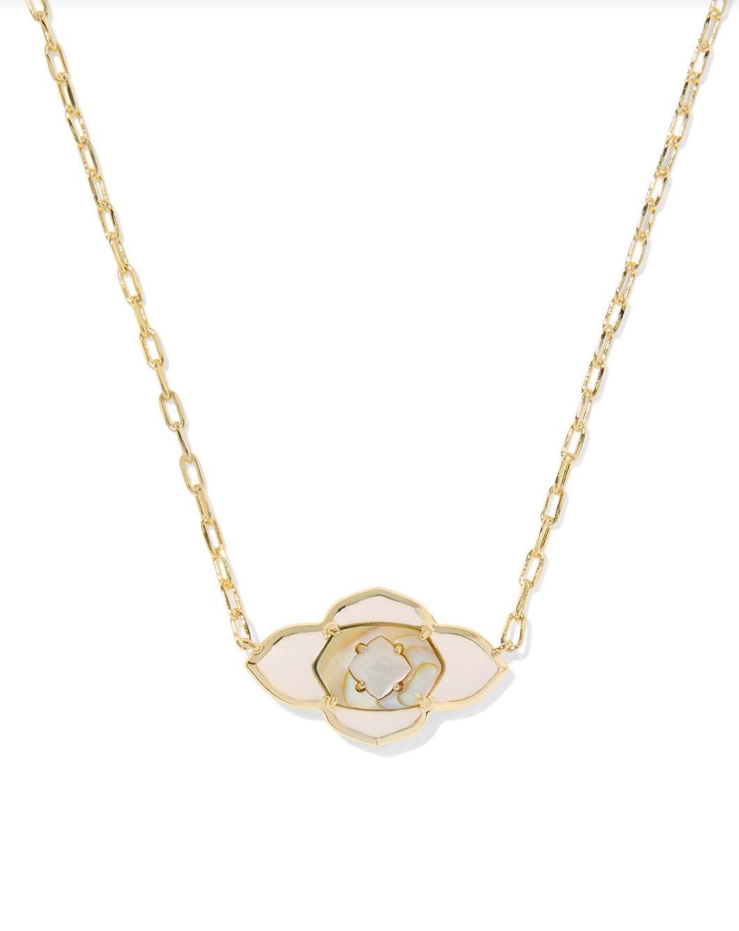 Abbie Gold Neutral Medallion Short Pendant Necklace