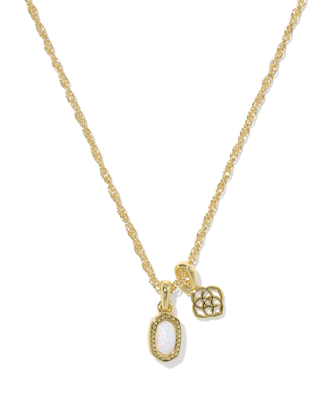 Mini Elisa Dira Gold Necklace-White Opal