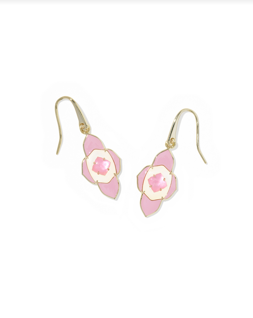 Abbie Gold Pink Medallion Small Drop Earring