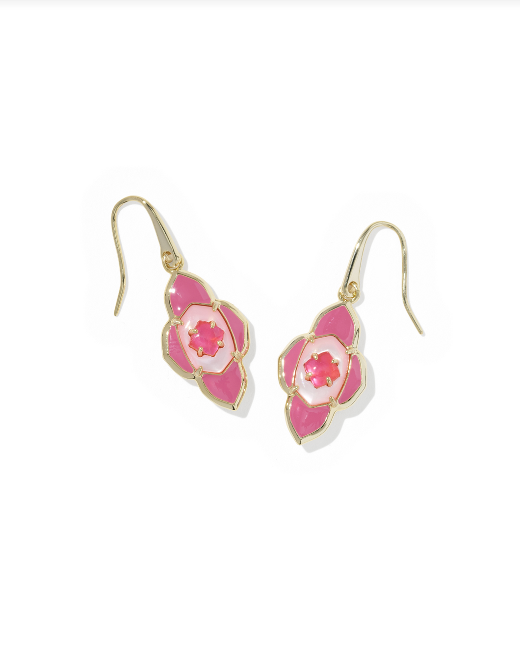 Abbie Gold Hot Pink Medallion Small Drop Earring