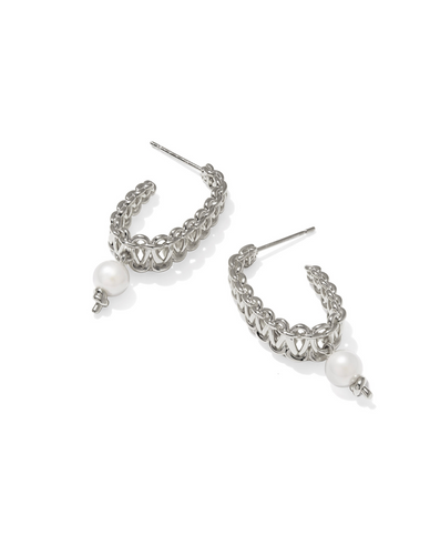 Gabriella Silver Pearl Hoop Earring