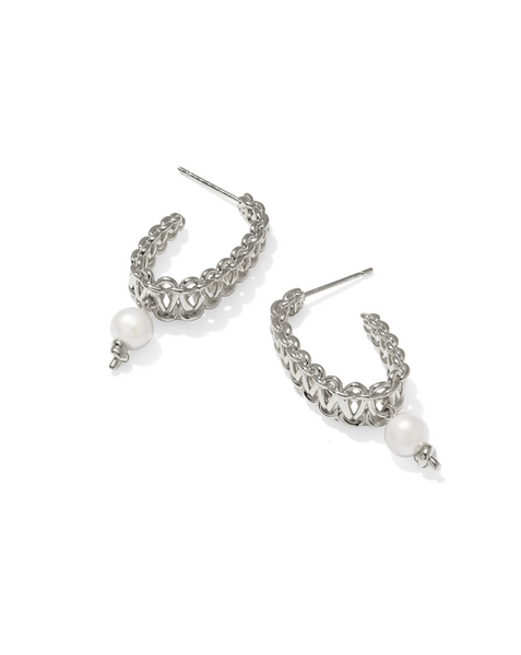 Gabriella Silver Pearl Hoop Earring