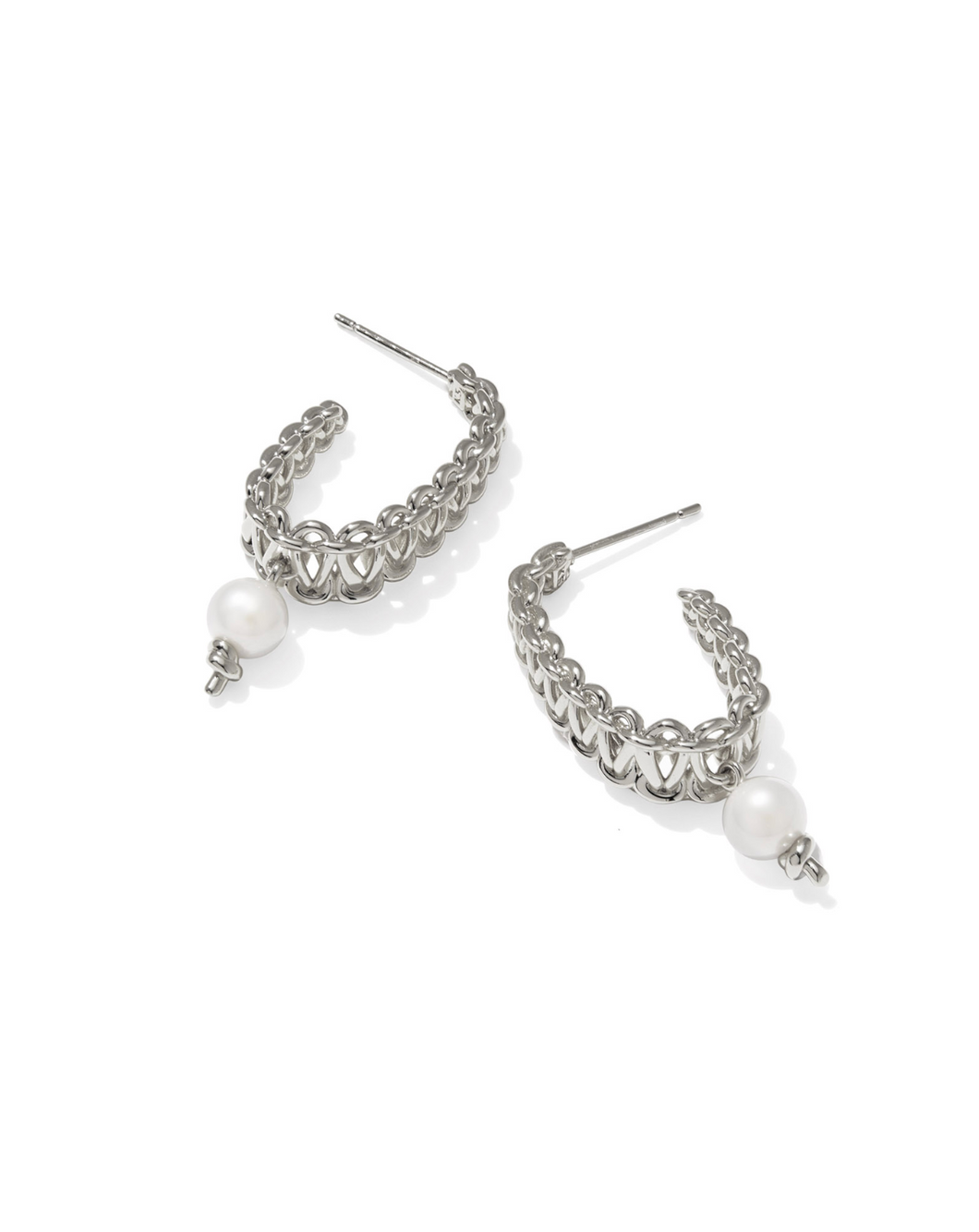Gabriella Silver Pearl Hoop Earring