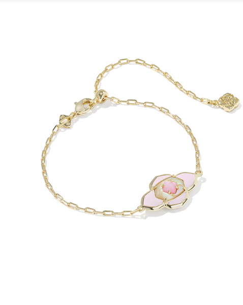 Abbie Gold Pink Medallion Delicate Chain Bracelet