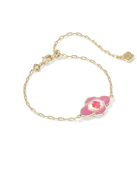 Abbie Gold Hot Pink Medallion Delicate Chain Bracelet