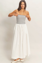 Striped Strapless Flowy Midi Dress