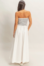 Striped Strapless Flowy Midi Dress