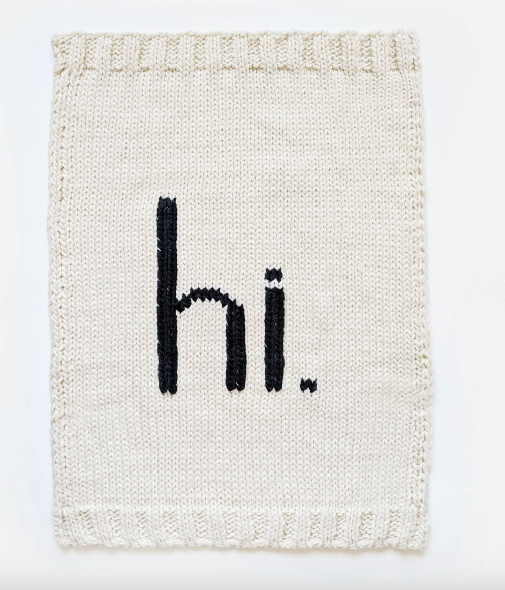 Hi. Black Hand Knit Baby Blanket