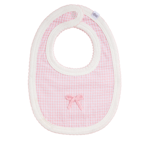 Crochet Bow Gingham Bib