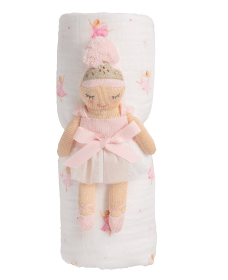 Ballerina Swaddle and Rattle Set
