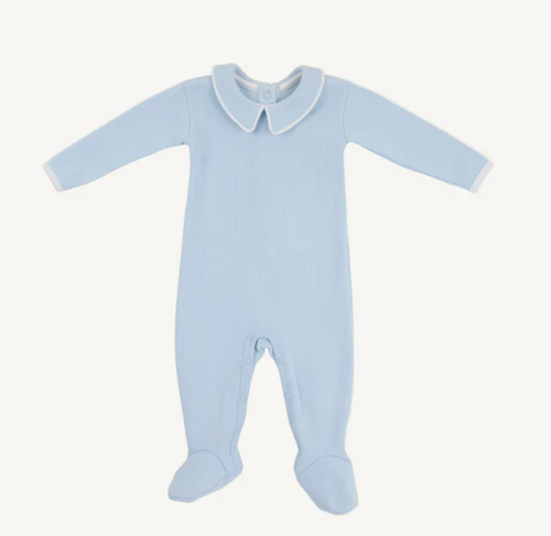 Rock Me Ribbed Romper 0-3M-Blue/ White