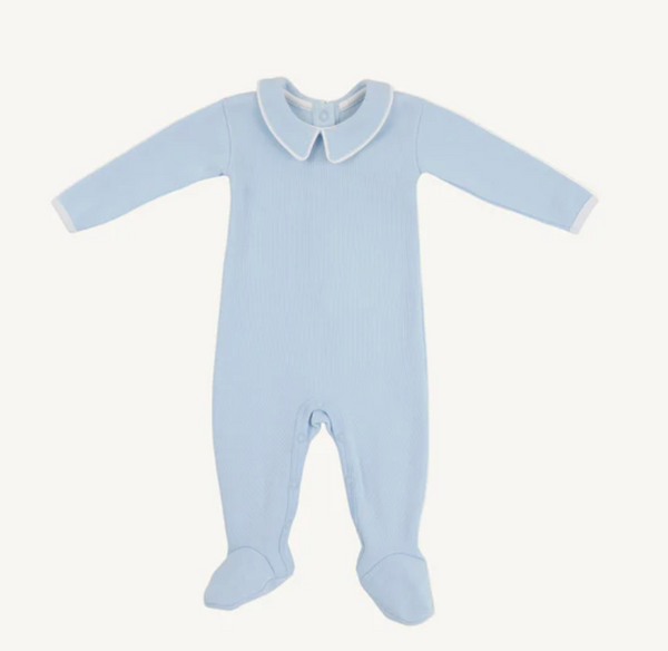 Rock Me Ribbed Romper 0-3M-Blue/ White