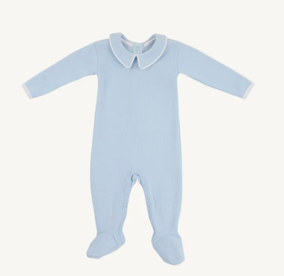 Rock Me Ribbed Romper 0-3M-Blue/ White