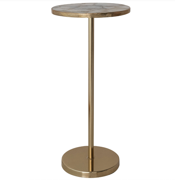 Metal Agate Top Martini Table