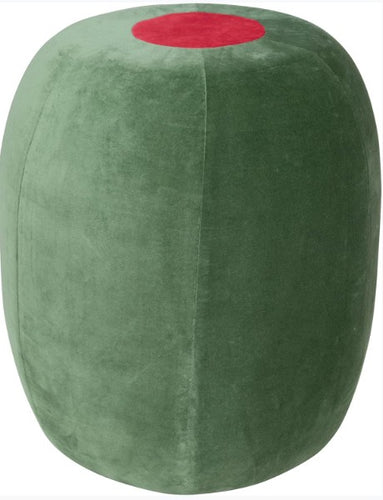 Cotton Velvet Upholstered Olive Stool