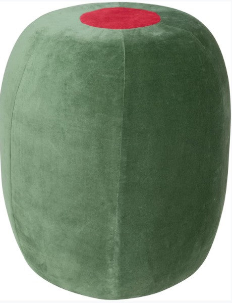 Cotton Velvet Upholstered Olive Stool