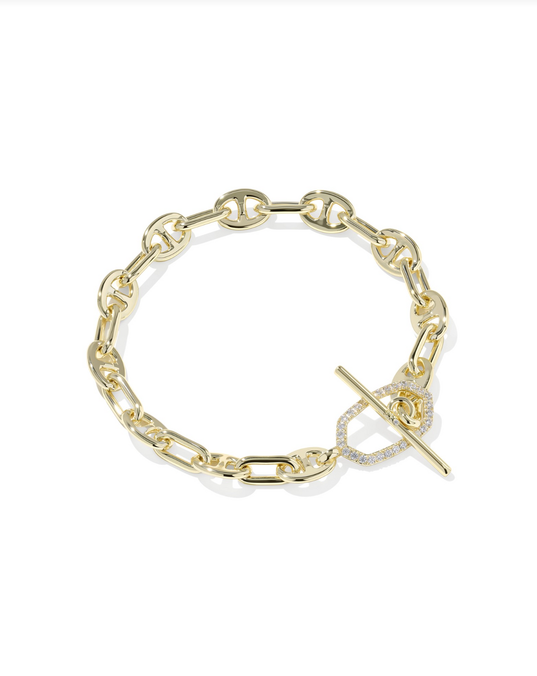 Elaina Gold CZ Toggle Link Chain Bracelet