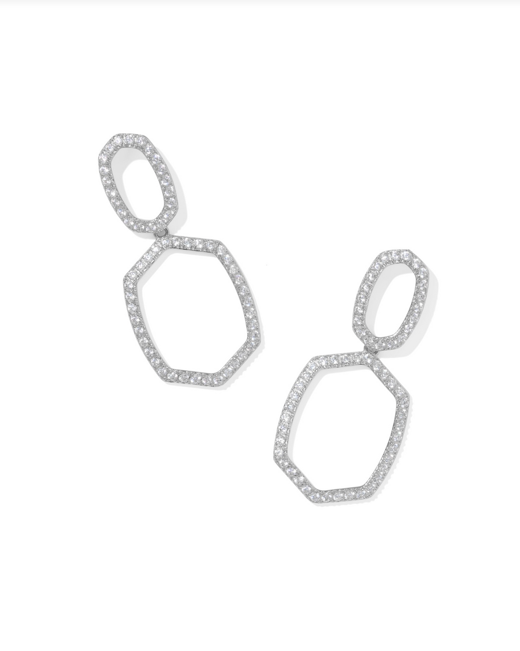 Daphne Silver CZ Pave Open Frame Earring