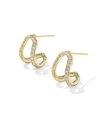 Daphne Gold CZ Pave Huggie Earring
