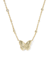 Cailey Butterfly Gold Ivory Short Pendant Necklace