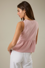 Round Neck Sleeveless Bow Twill Top