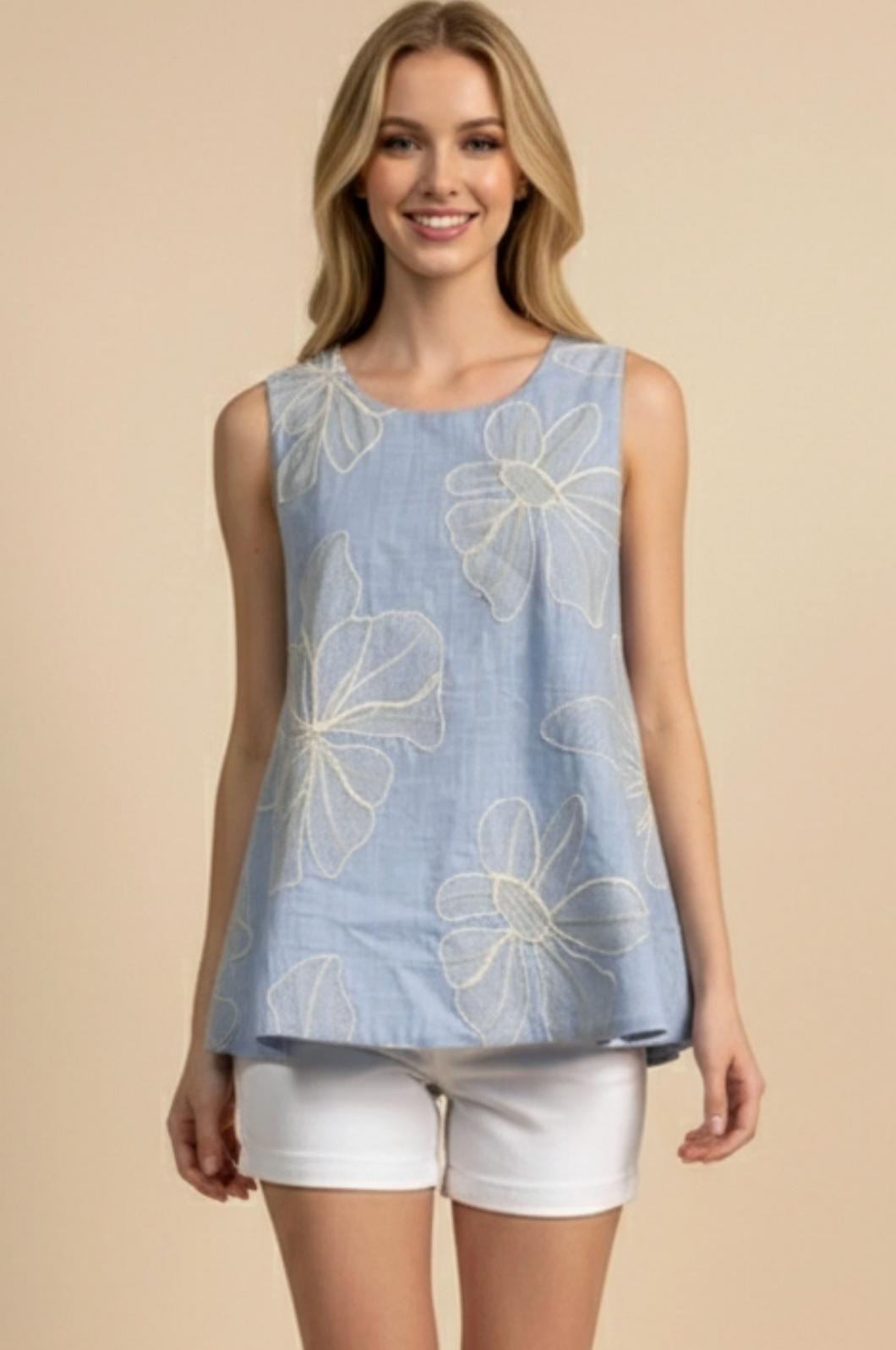Floral Embroidered Sleeveless Top