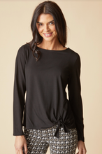 Knit Solid Tie Front Top