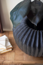 Short Black Stone Fluted Urn