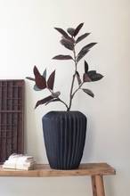 Tall Black Stone Fluted Urn