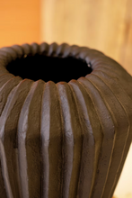 Tall Black Stone Fluted Urn